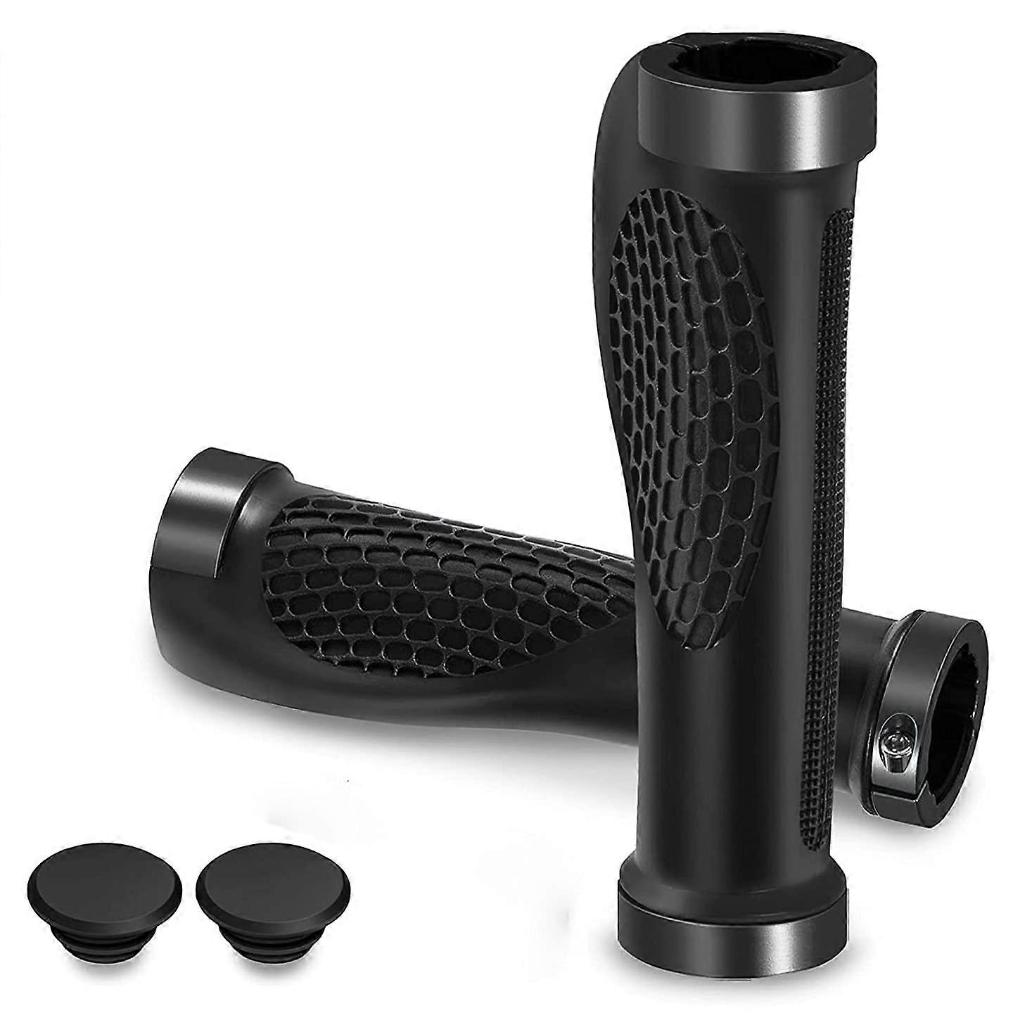 Cycling Handlebar Grips, Ergonomic Bicycle Handlebar Grips with Aluminum Screw Double Lock-on Rubber Bike Grips(Suitable for 22 mm Handlebar)
