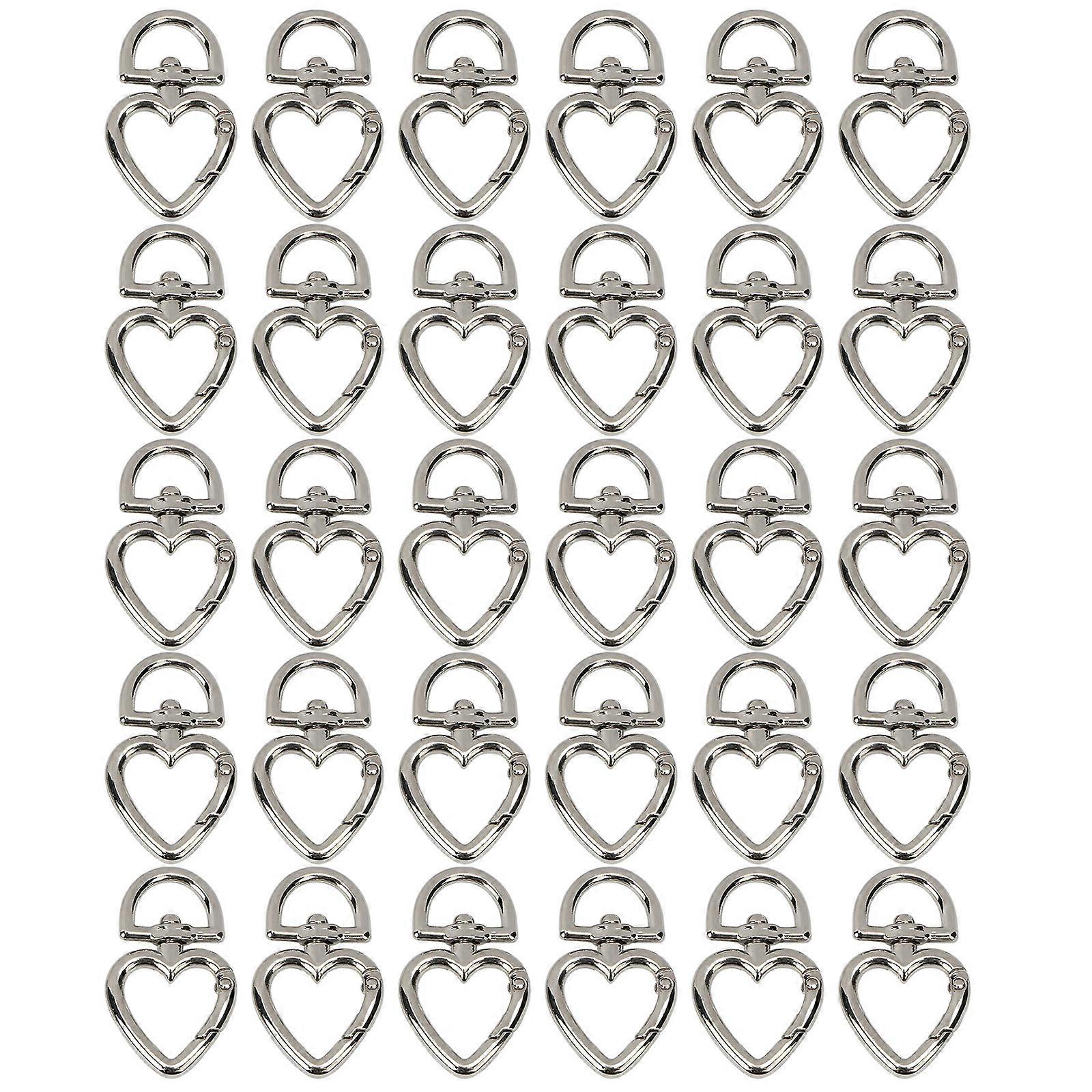 30 Pcs Heart Swivel Buckles Trigger Spring Keyring Buckle Clasps Hooks Durable