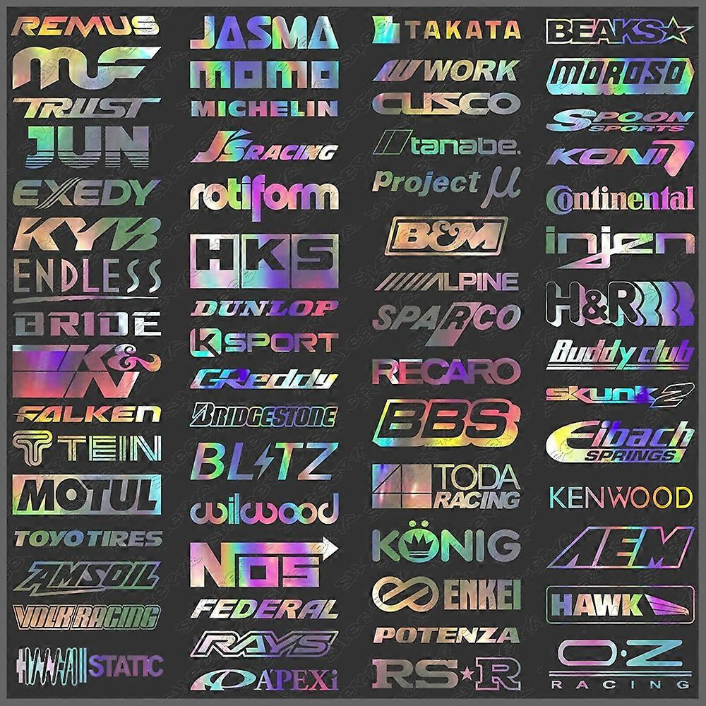 Random 15pcs Racing Sponsor Stickers Set Reflective Car Vinyl Decal for JDM EDM Race Turbo Drift - 61Styles