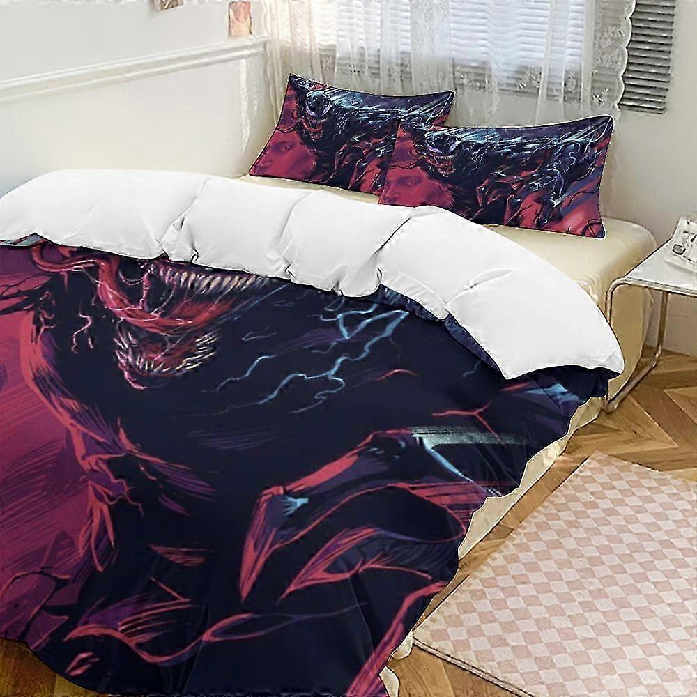 o2114 Lakan Venom Sängkläder Täcke Se, 3-delat lakanset Soft Wa Bäddset för sovrum hela säsongen (1 påslakan och 2 örngott) Lakan 