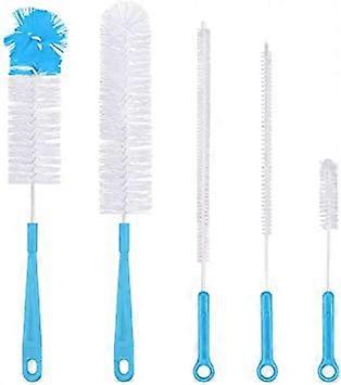 Dww-Bleu5pcs Brosse de Nettoyage de Bouteille Ensemble brosses usages Multiples Longue Brosse Bouteille de Nettoyage des Bouteilles d'eau
