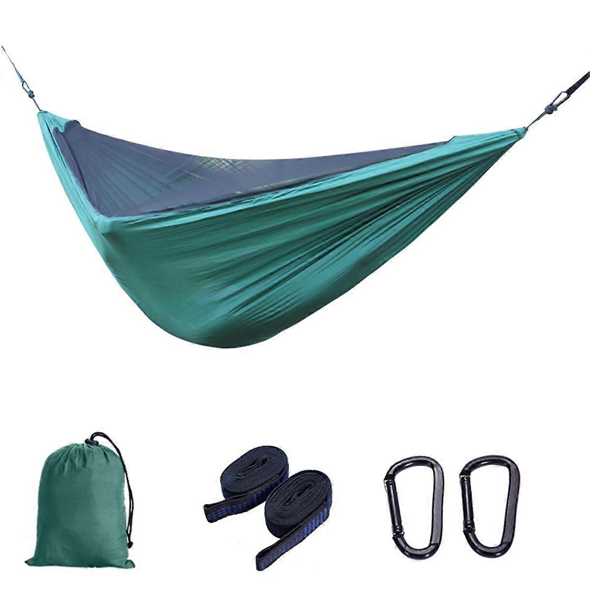 Automatic Quick-Open Elastic Mosquito Net Hammock Outdoor Camping Anti-Mosquito Mesh Hammock Dark Green
