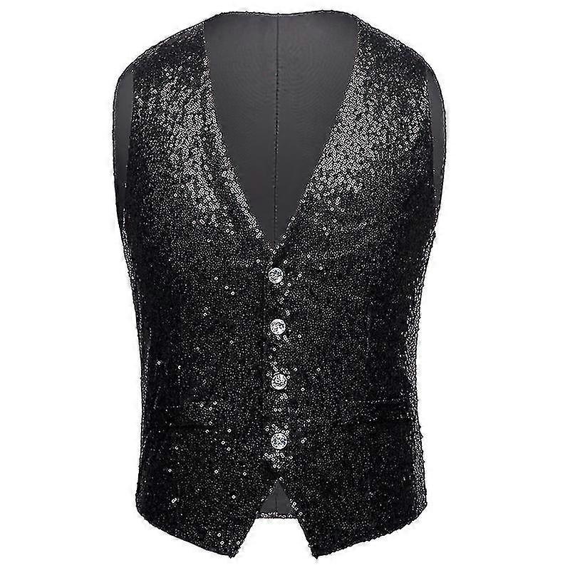 Moda Hombre Lentejuelas Completas Chaleco Paillette Chaleco