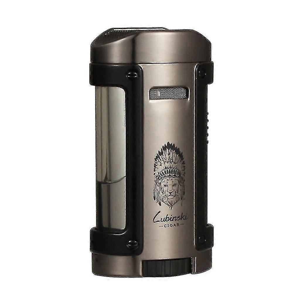 High-end Cigar Lighter Cutter Set Metal 4 Torch Flame Cigar Lighter W Holder Top Stanless Steel Cigar Cutter Smoke Tool