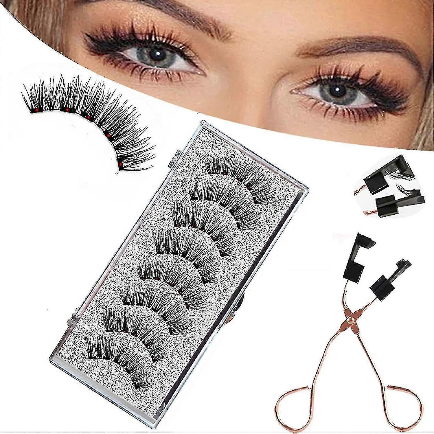 Sunrain Magnetic Eyelashes 3d Artificial Eyelashes Set, Reusable Double Magnetic False Eyelashes