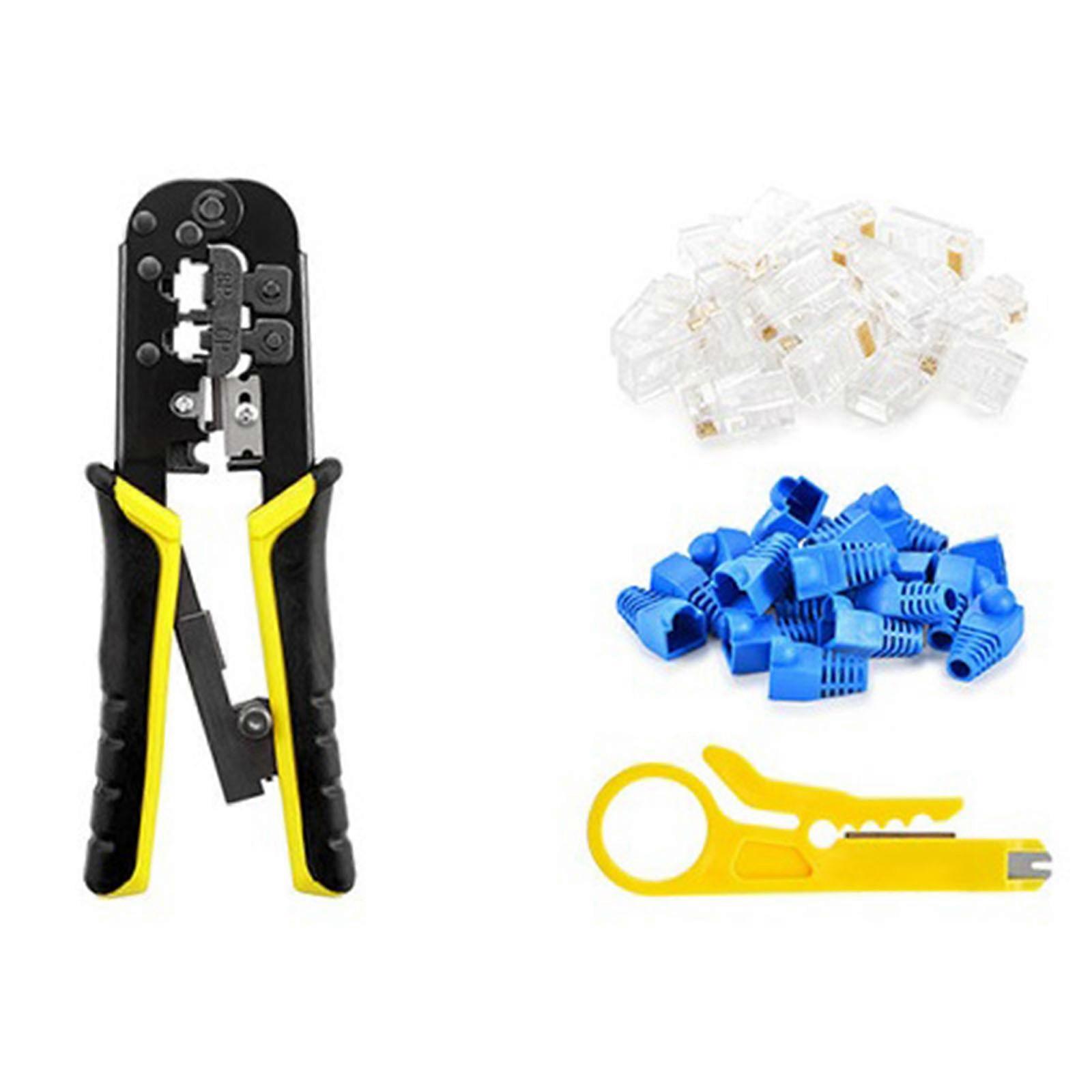 RJ45 Crimping Tool Ethernet Network LAN Cable Crimper Cutter Stripper Plier Kit