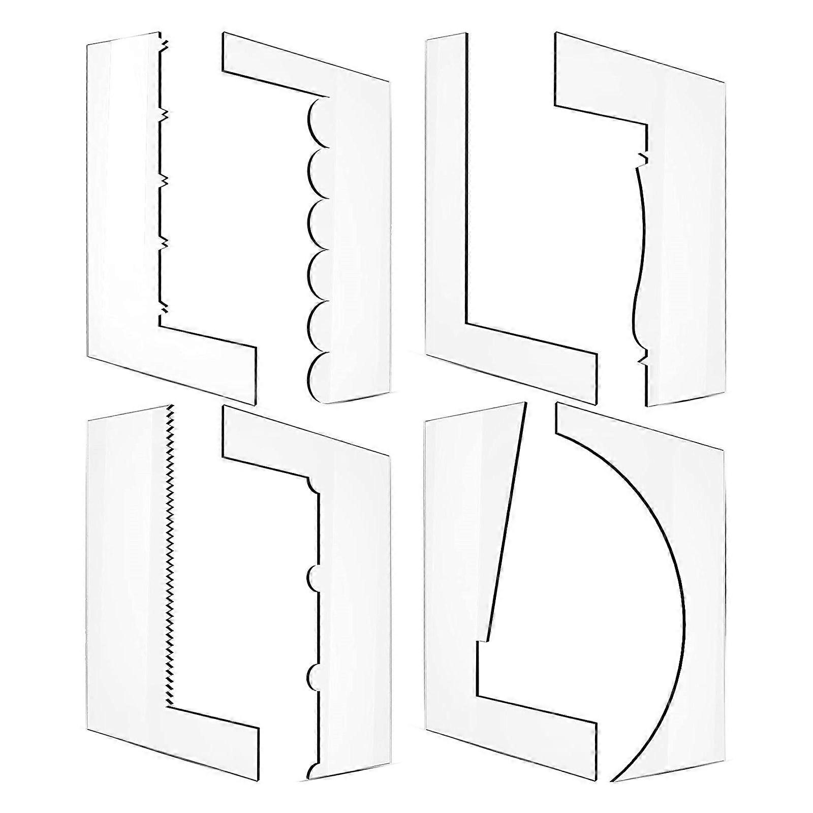 8 Pieces/Set Cake Smoother Scraper Set Transparent Acrylic Icing Frosting Comb