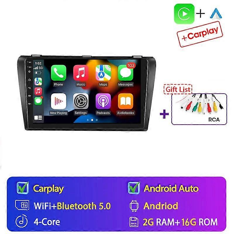 9 "Pour Mazda 3 bk 2004 2005 2007 2008 2009 Autoradio Lecteurs Multimédia GPS 2 din Android 2din Unité principale Carplay Autoradio