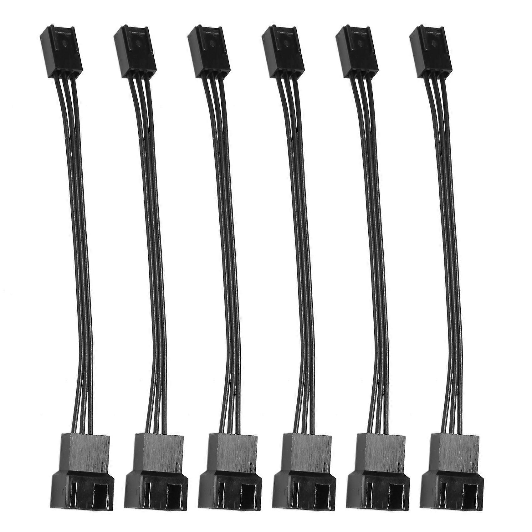6 stk 4-pinners PWM til 3-pinners standard vifteadapterkabel