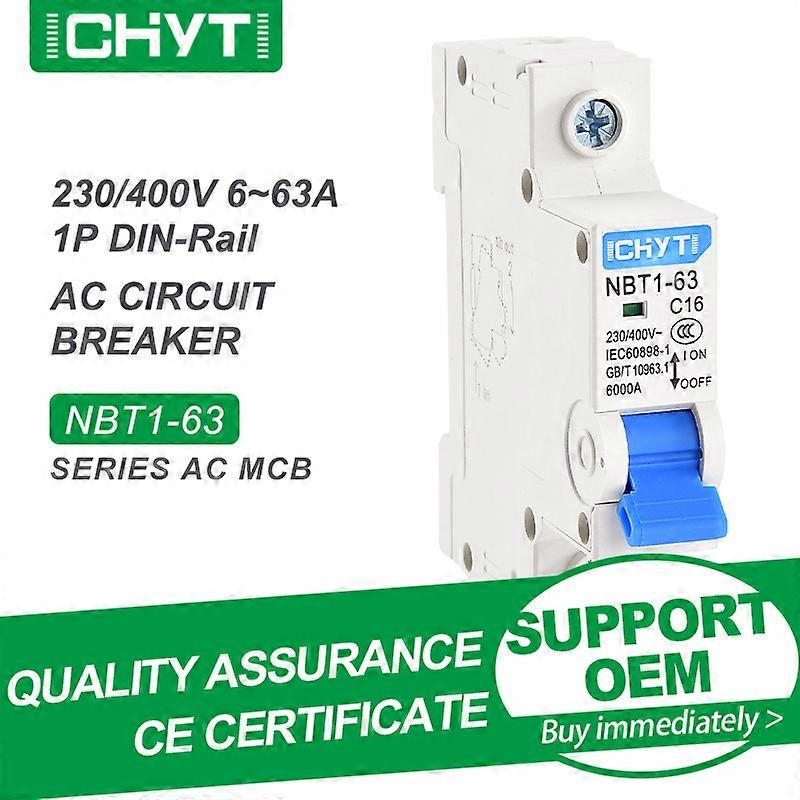 Free Shipping CHYT NBT1-63 1P 2P 3P 4P Household Din Rail AC 230/400V 63A 6kA C Type Air Switch Mini Circuit Breaker MCB