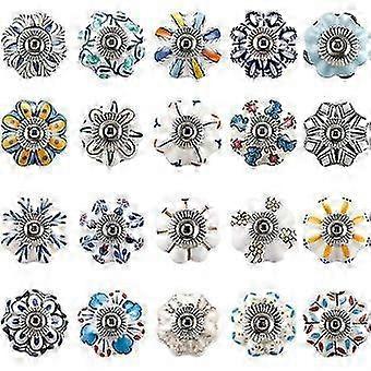 20 Pcs Mixed Vintage Ceramic Cabinet Knobs Cupboard Drawer Pull Handles