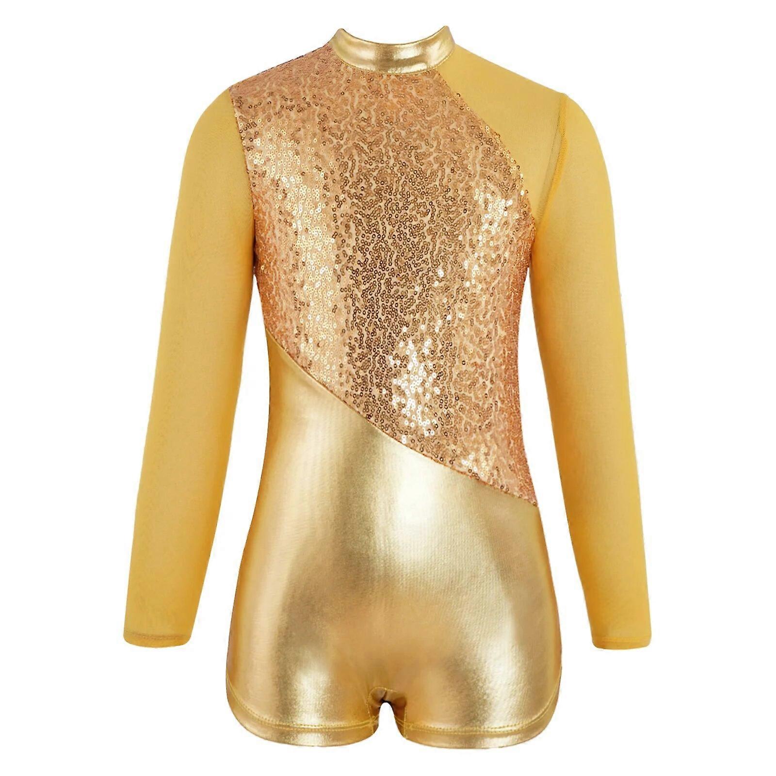 Maillot Danse Gymnastique Fille Paillettes Une Pièce - Leotard Ballet Cutouts 4-14 Ans