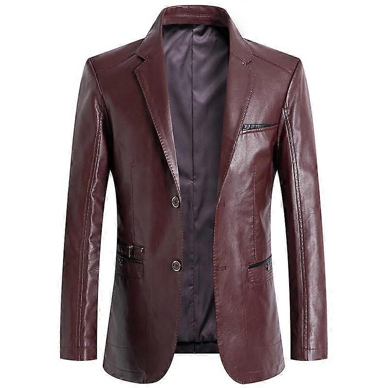 Mens Leather Blazer Casual Blazer Jacket