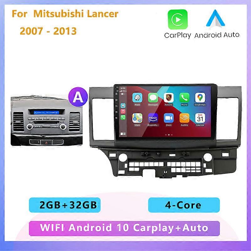 2GB+32GB 2 din Android 10 car radio multimedia stereo player carplay Auto GPS navigation for Mitsubishi Lancer 2 2007 2008 -2013