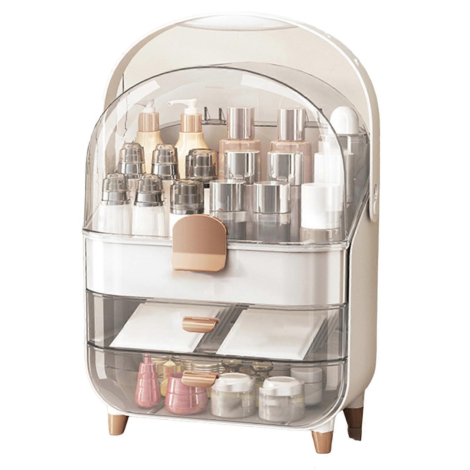 Clear Cosmetic Storage Box with Drawer Large Capacity Lipsticks Eye Shadows Organizer Storage Box with Transparent Cover Jikaix