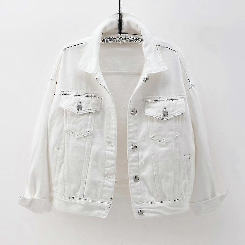 Spring And Autumn Color Large Size Denim Jacket Women's Short Korean Version Loose Bf Long-sleeved Jacket Student Top