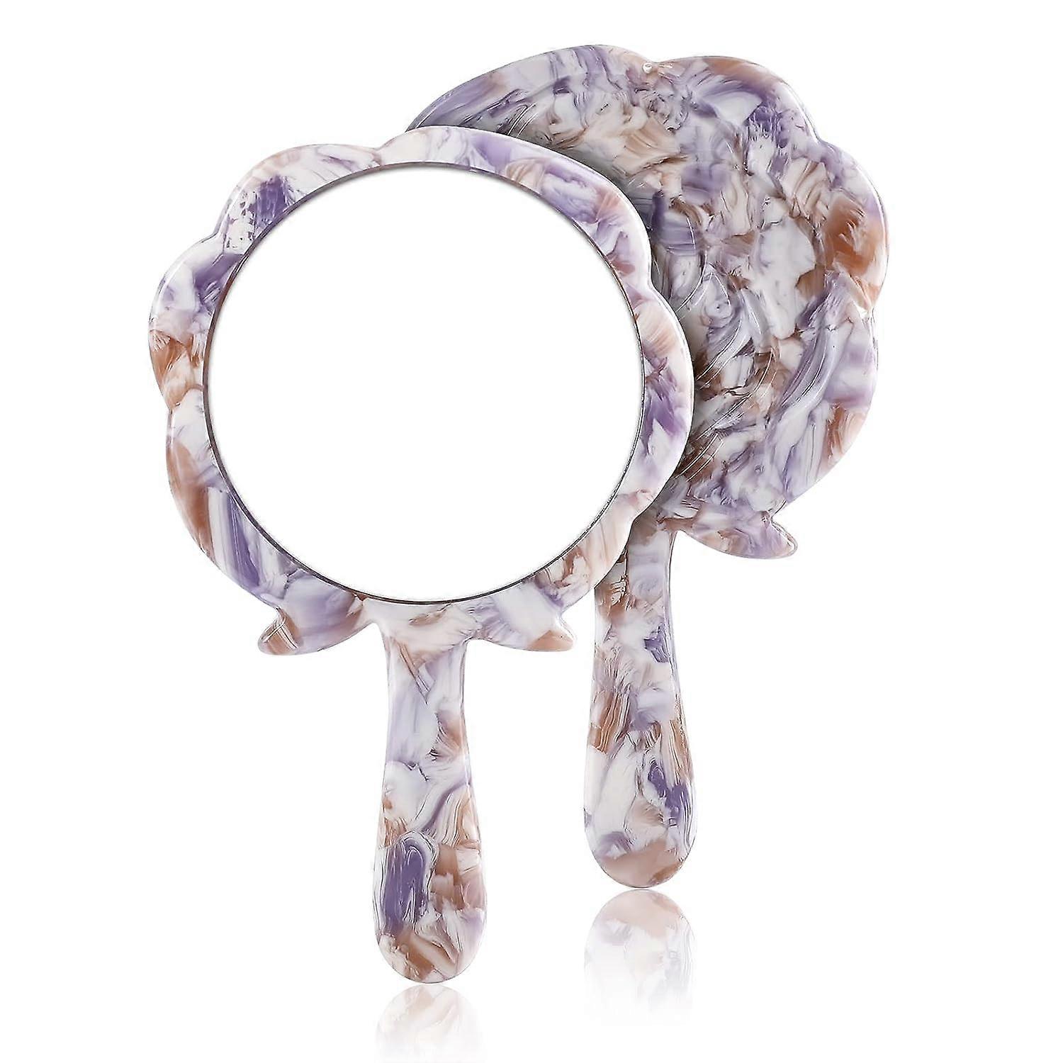 1Pcs Round Rose Flower Mini Handheld Mirror