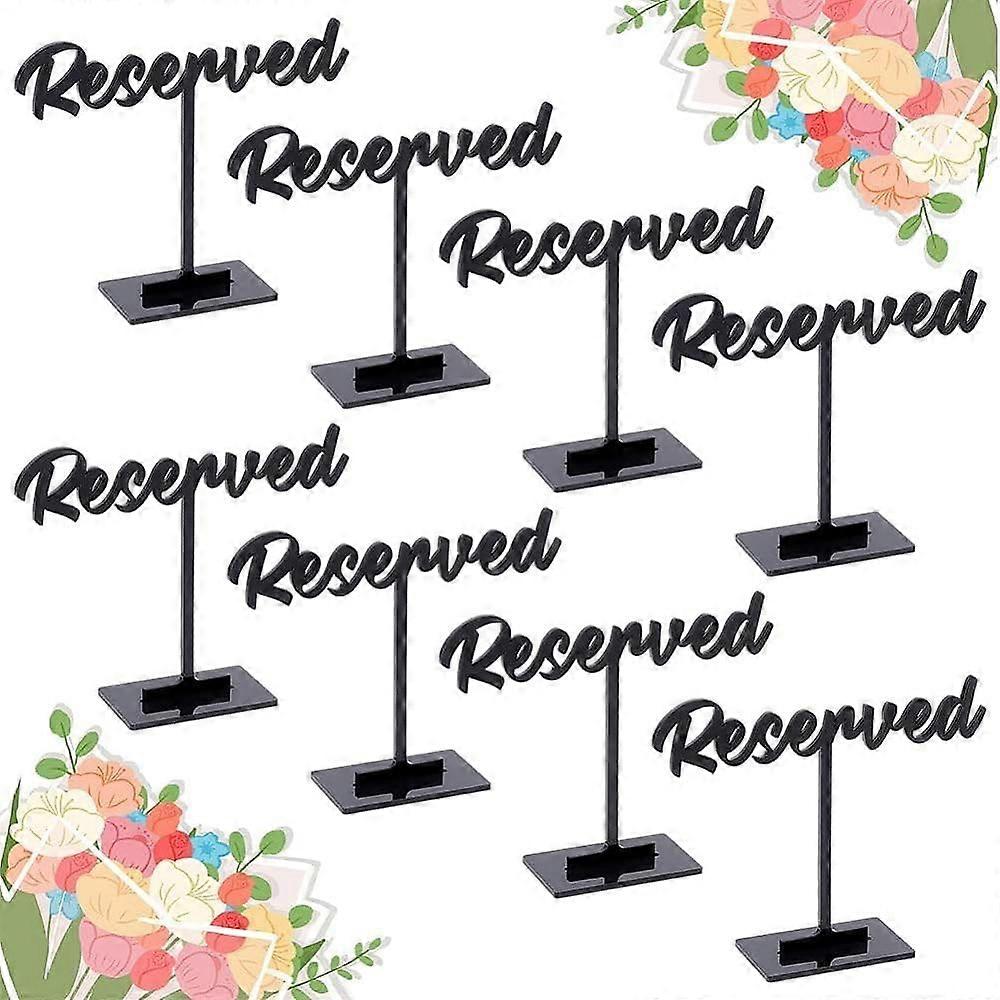 8 Packs Acrylic Reserved Table Sign Black Wedding Reserved Seating Signs Acrylic Standing Reserved Signs Guest Reservation Table Signs for Restaurant