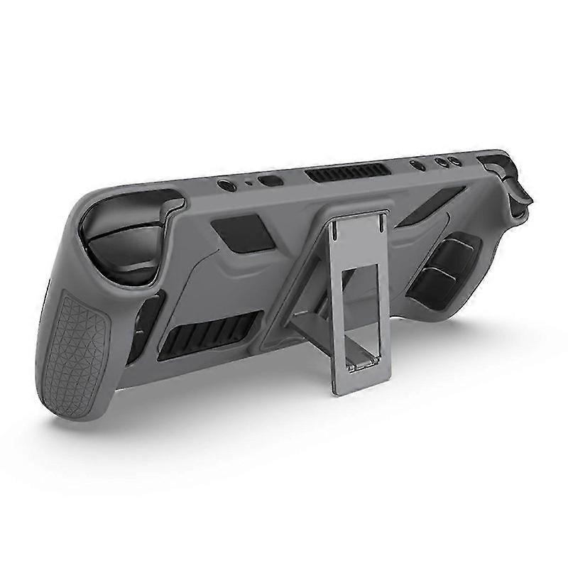 لحالة واقية مضادة للسقوط ، مضادة للانزلاق ، غطاء سيليكون ناعم + ملحقات وحدة تحكم ألعاب قابلة للطي رمادي