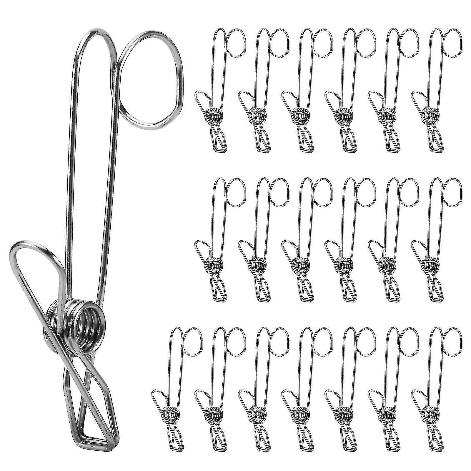 20pcs Clothes Peg Non Slip Laundry Hook Easy Grip Stainless Steel Practical