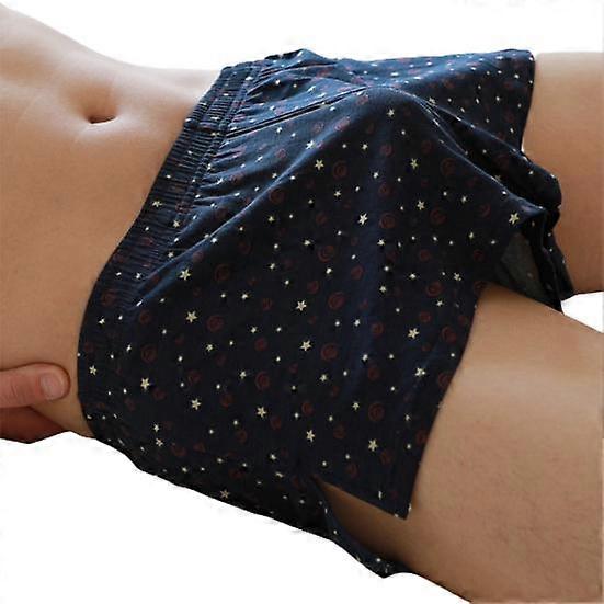 Soutong Print Wide Waistband Men Underpants Comfy Elastic Waist Loose Boxer Underwear Homewear