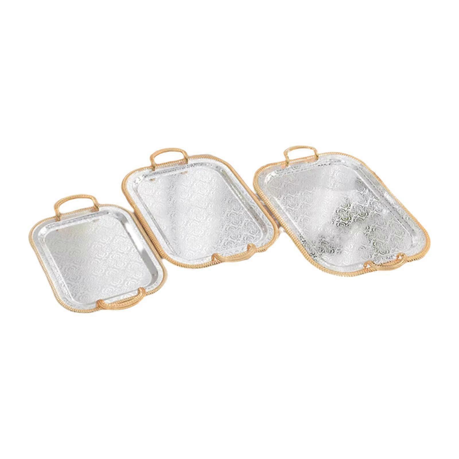 3 Pieces Serving Trays Rectangle Decorative Tray for Party Breakfast Wedding
