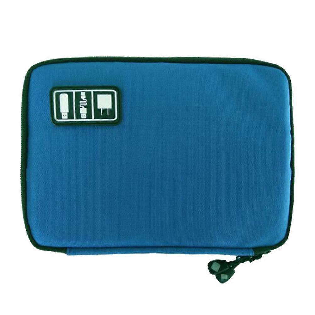 Waterproof 2 Layer USB Cable Storage Bag Electronic Organizer Digital Gadget Case (Royalblue)