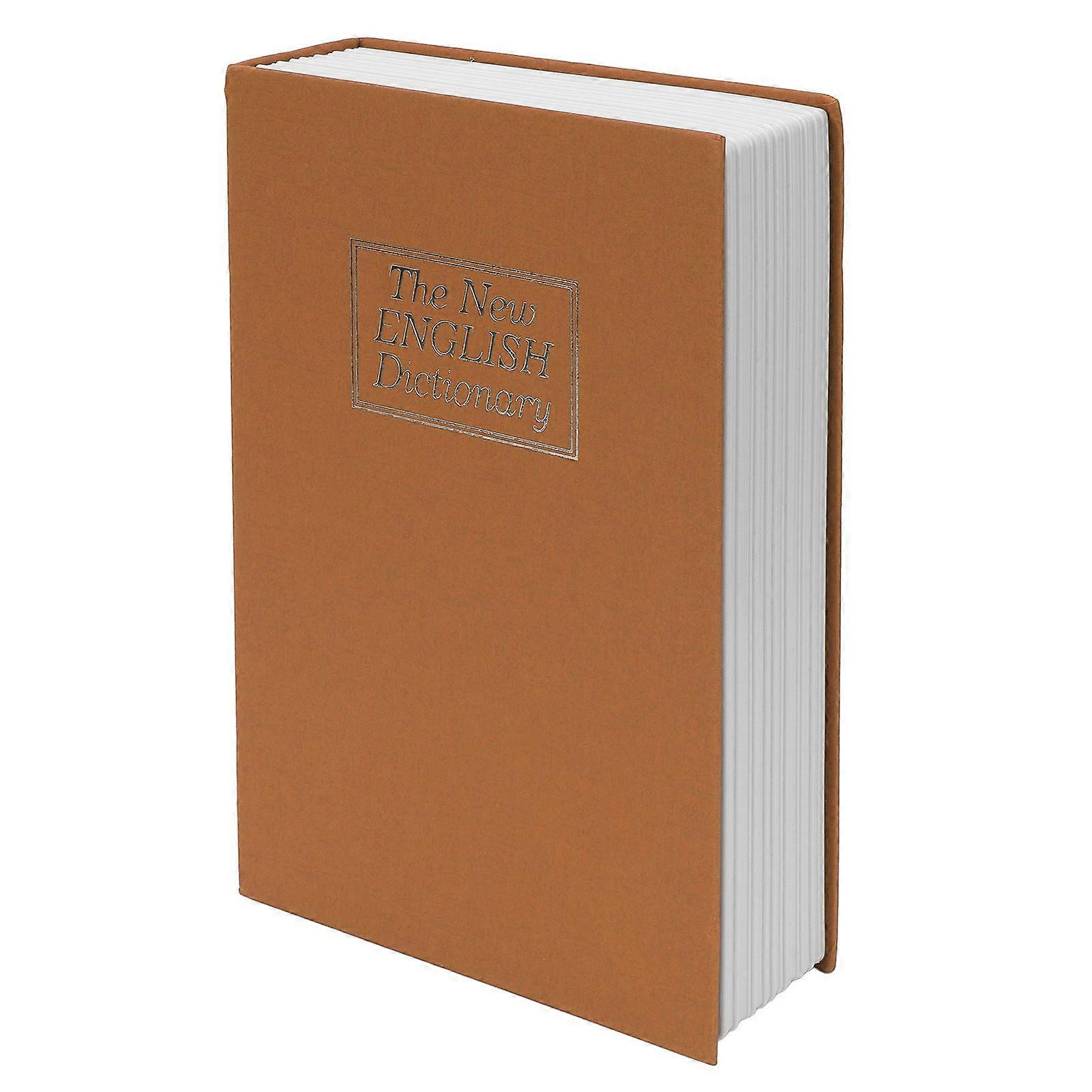 Diversion Book Safe Large Size Dictionary Style Stainless Steel Book Safe Combination Lock for Coins Card Documents Brown