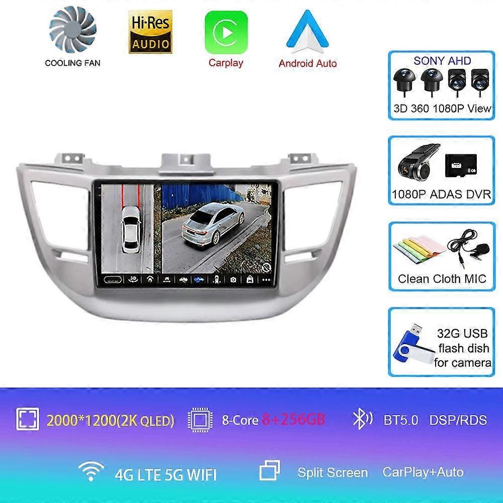カーラジオ Android 14 Carplay For Hyundai Tucson Ix35 3 2015 2016 2017 2018 2din マルチメディアビデオプレーヤー ナビゲーション GPS ヘッドユニット
