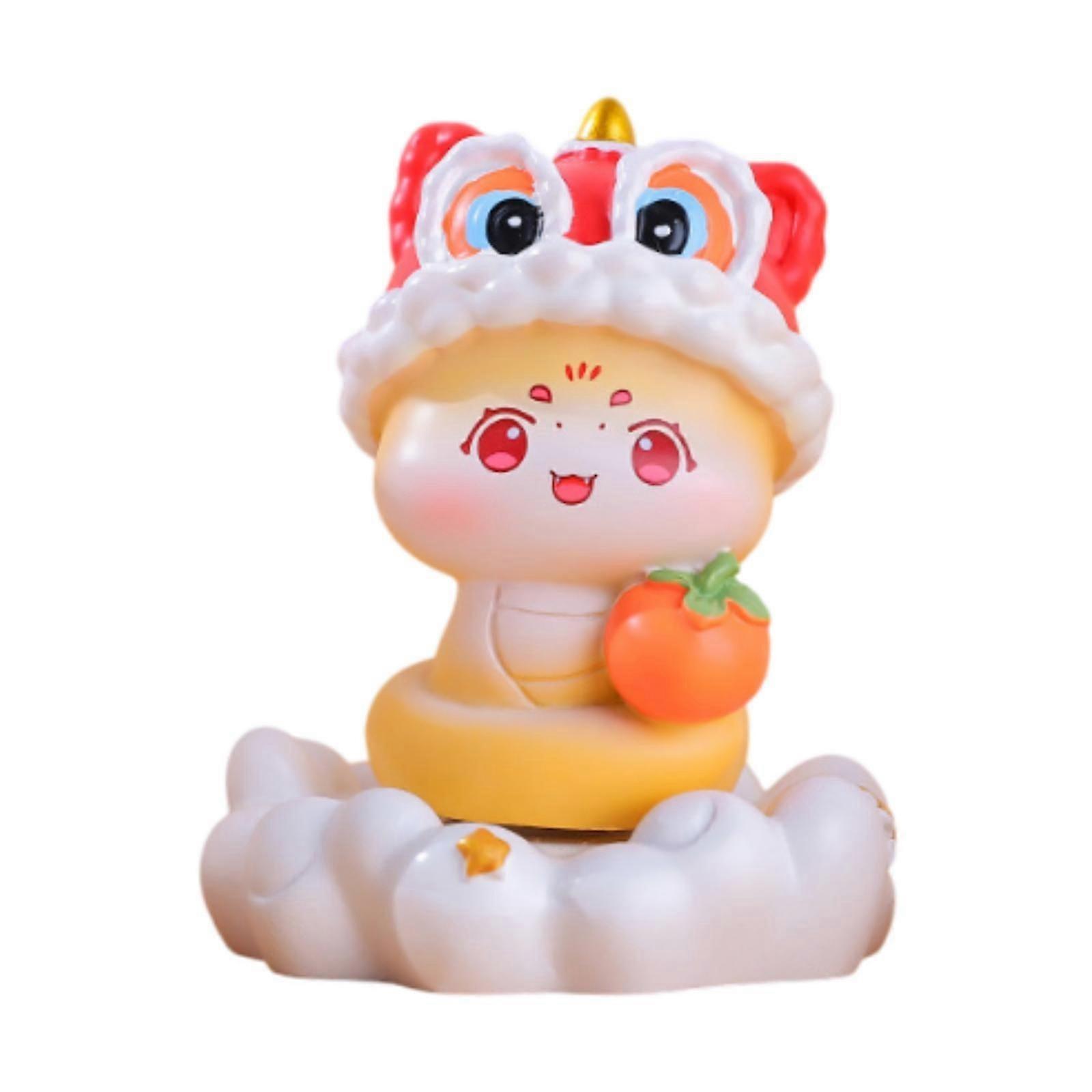 Chinese New Year Snake Figurine Cute Spring Festival Statue for Shelf Office Wink
