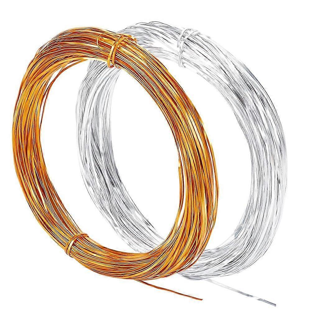 Flat Aluminium Wire 40mm 18ft/1m Gold Silver Cloisonn Enamel Wire 0.4mm Thickness for DIY Jewellery Making (65.6ft/Roll) 2 Rolls)