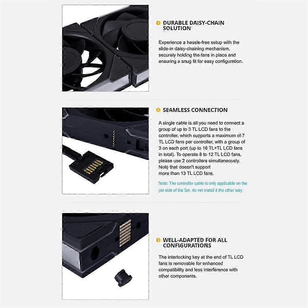 Wentylator Tl Lcd 120mm Odwrotne ostrze Pojedynczy wentylator Argb Płyn Dynamiczne łożysko Białe