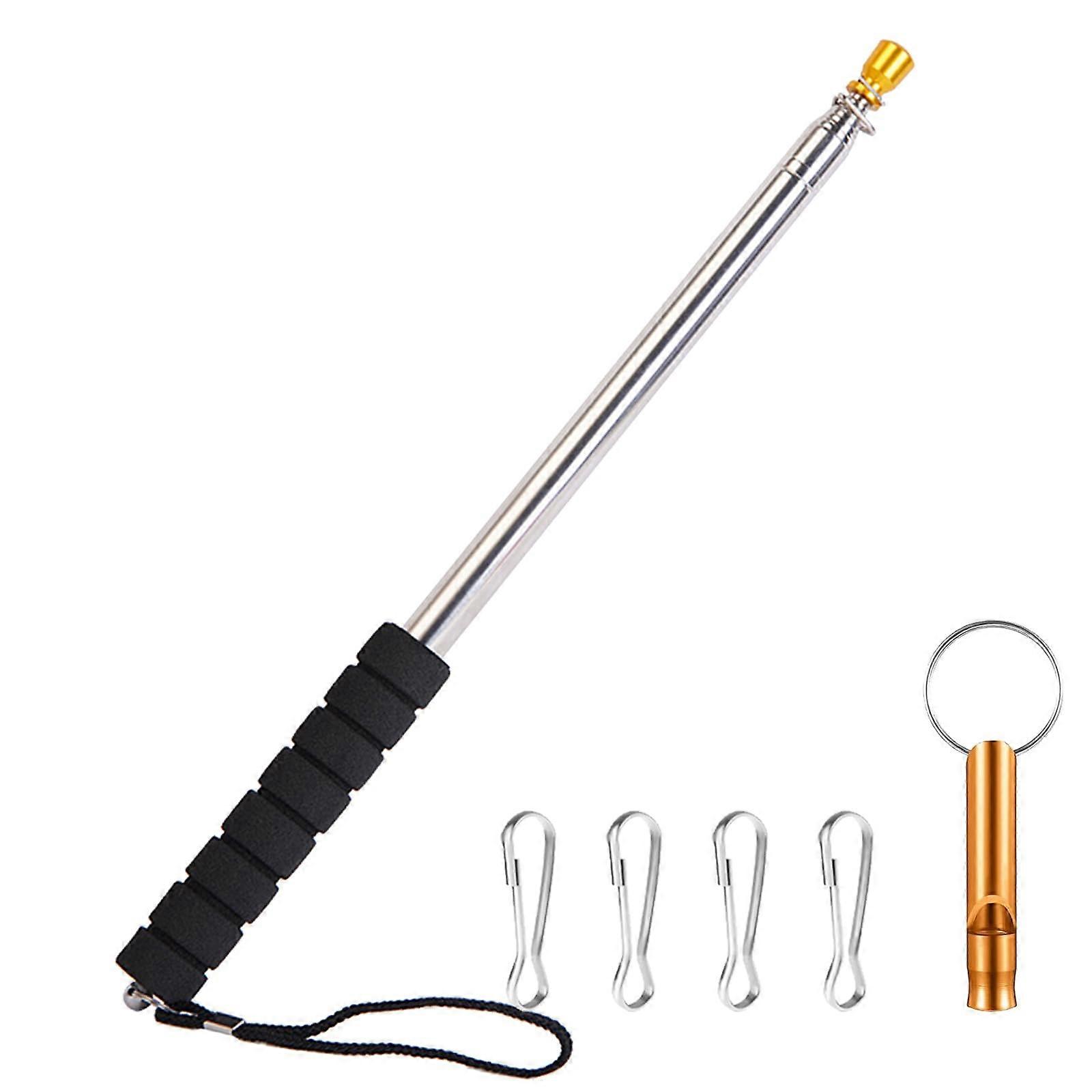 9.8ft Telescopic Flag Pole - Retractable Stainless Steel Flagpole with Clips for Outdoor Use and Easy Setup