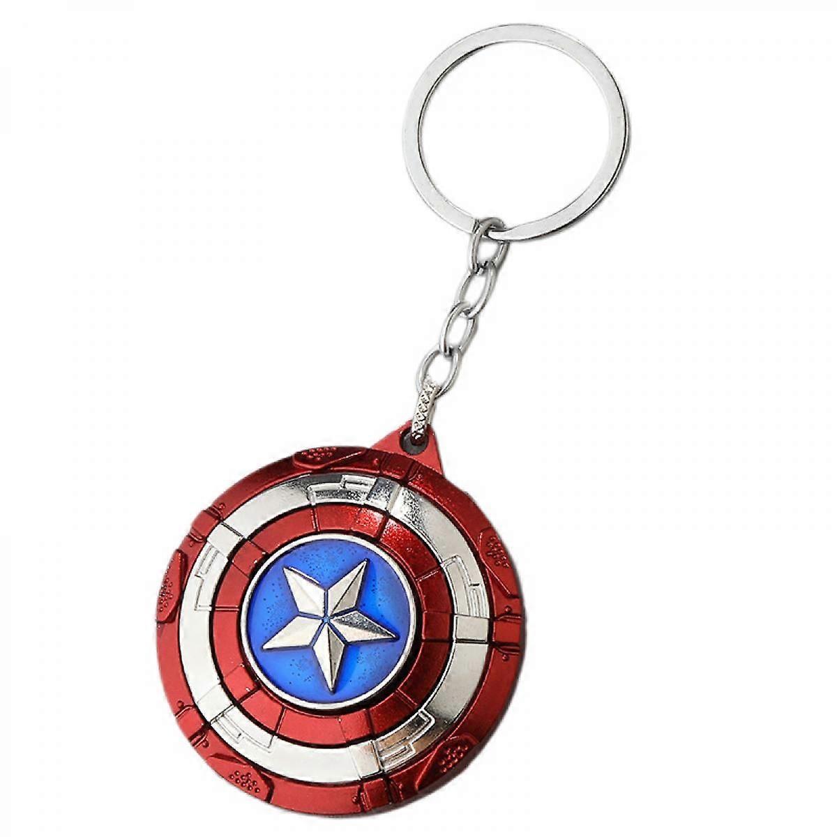 Bright silver color Captain America keychain shield keychain Avengers keychain car key pendant rotatable shield keychain