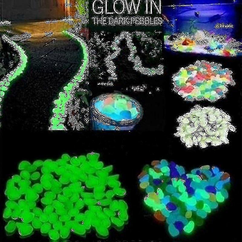 100pcs Pierres lumineuses brillent dans les cailloux sombres Pierres brillantes pour les allées extérieures Home Garden