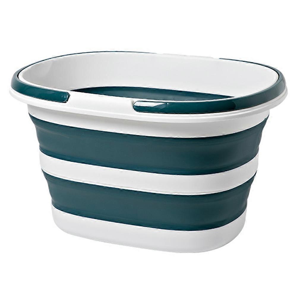 Folding Bucket 28L Portable Storage Container Dual Handle for Home Outdoor Car Use - Blue