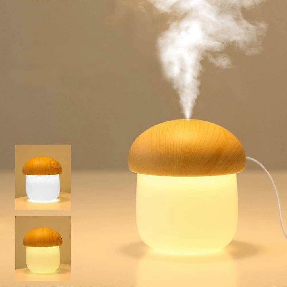 Mini Portable Car Humidifier for Travel, 250ml Cool Mist Desk Personal Air Mushroom Humidifier with Night Light, USB, Water Spray, Quiet, Auto Shut Of