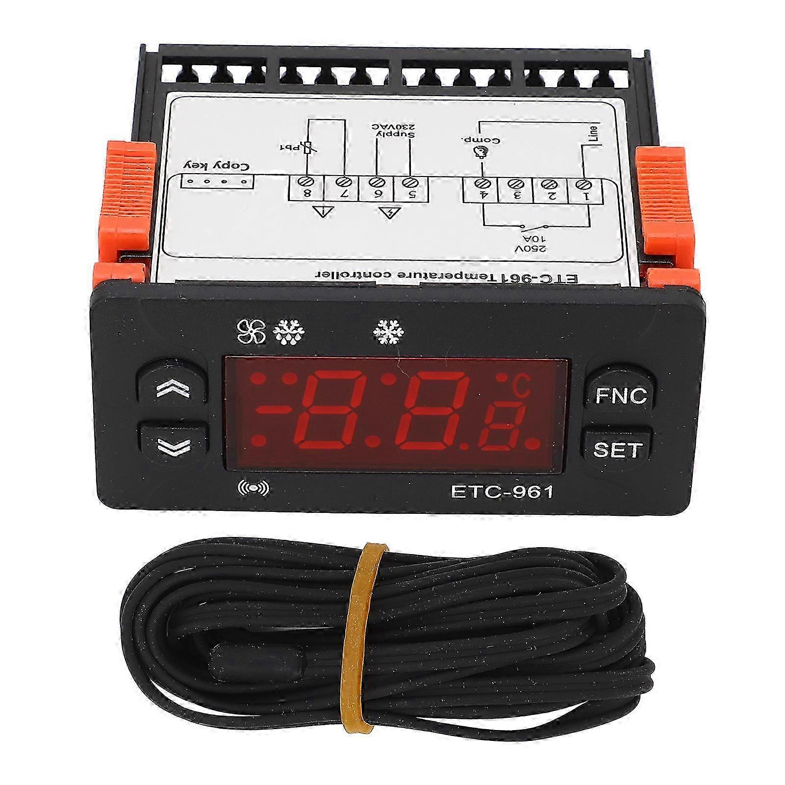 Freezer Temperature Controller Digital External Fahrenheit Celsius Switchable Refrigeration Defrosting Calibration Thermostat 230VAC