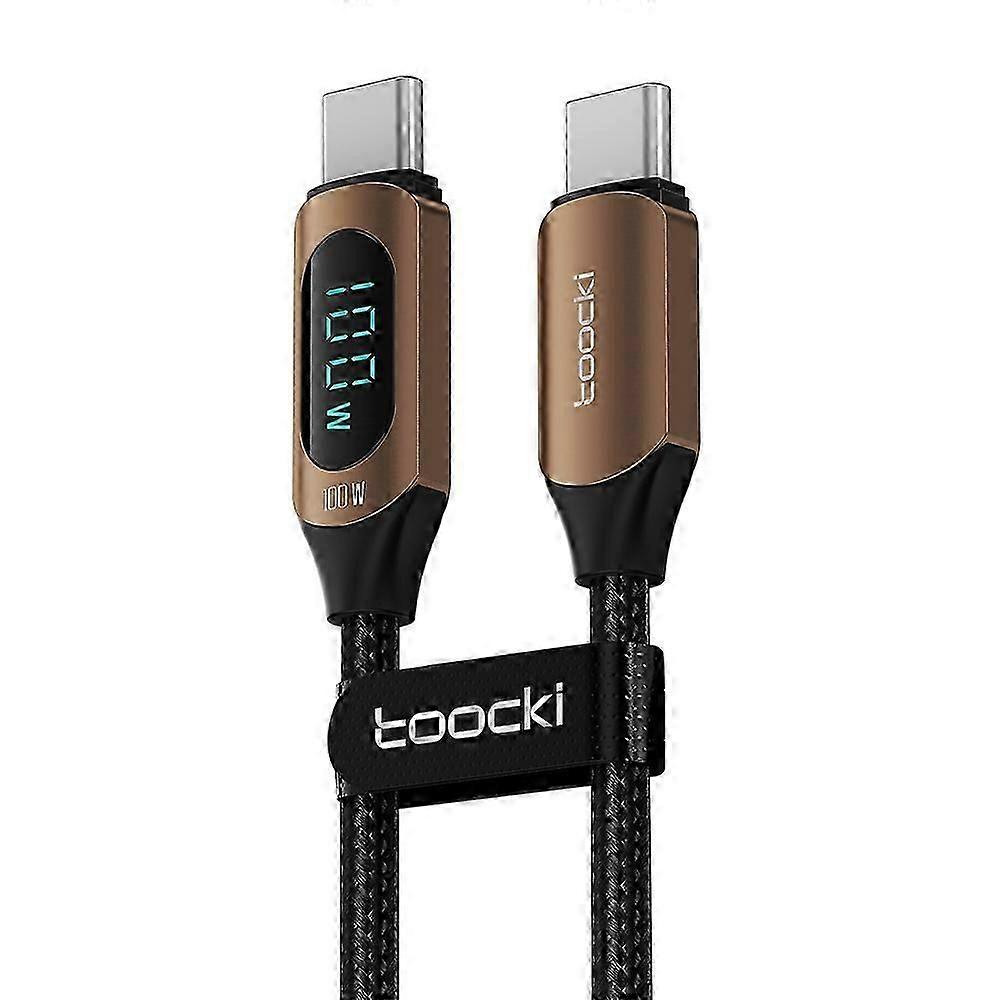 TOOCKI TQ-X03 2m Digital Display Data Cable USB-C to USB-C PD 100W Charging Cord-Black
