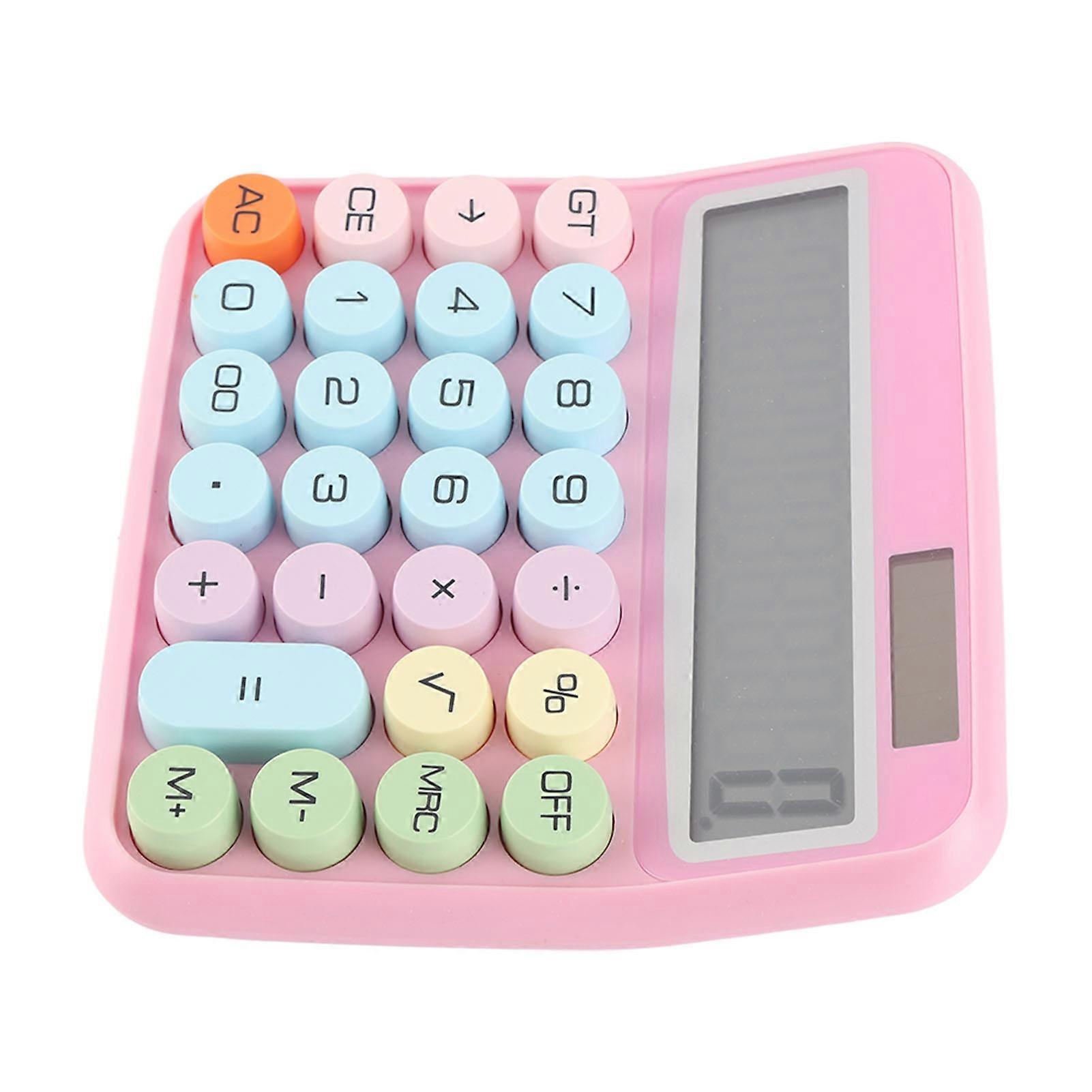 12 Digit Colorful Calculator Mechanical Keyboard Calculator Electronic Desktop Calculator for Home School Office Roseate 