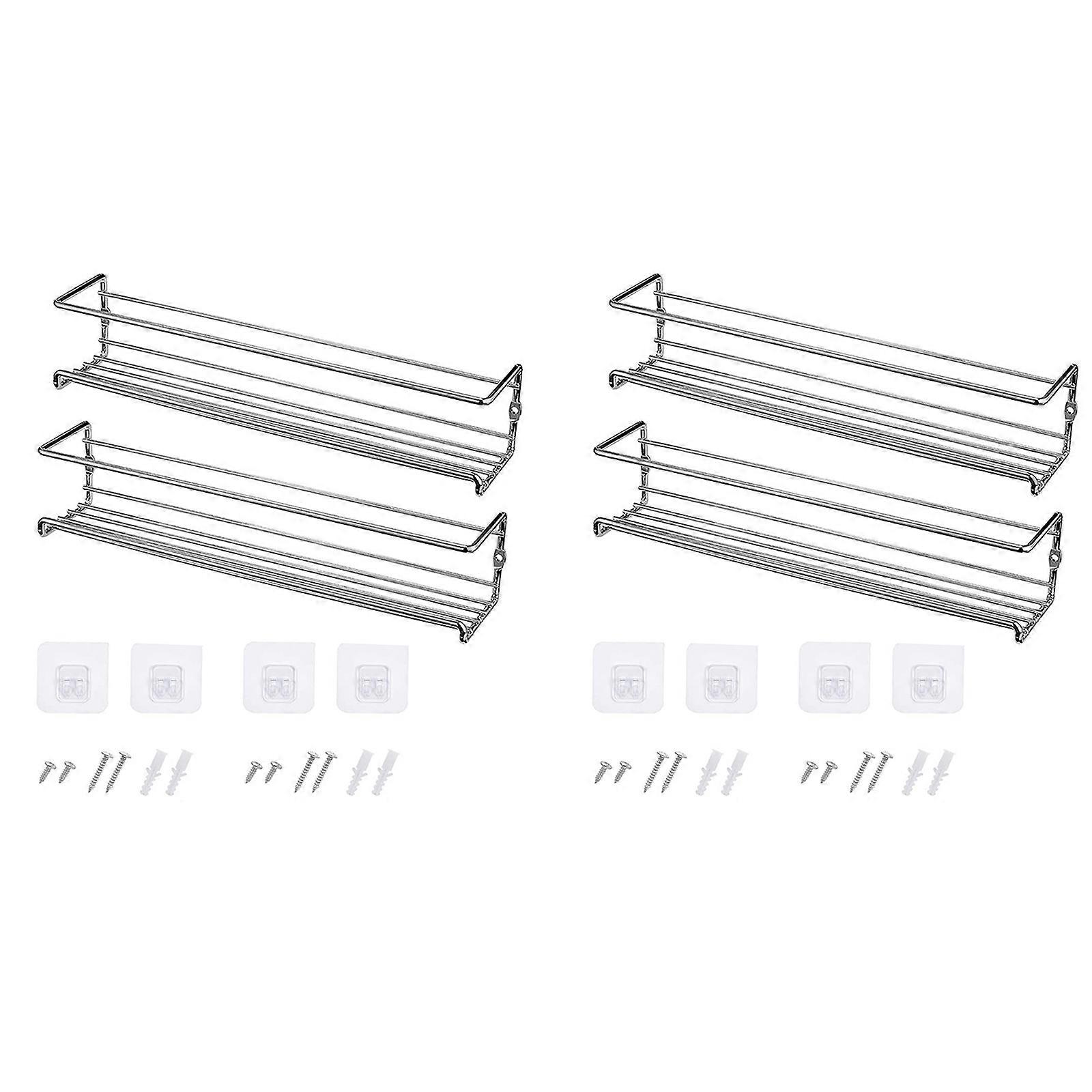 壁掛けスパイスボトル収納ラックセットパンチフリーメタル調味料ホルダー
