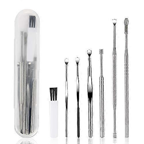 7 Pcs Silver Ear Pick Ear Cleansing Tool Set Earwax Removal Kit
