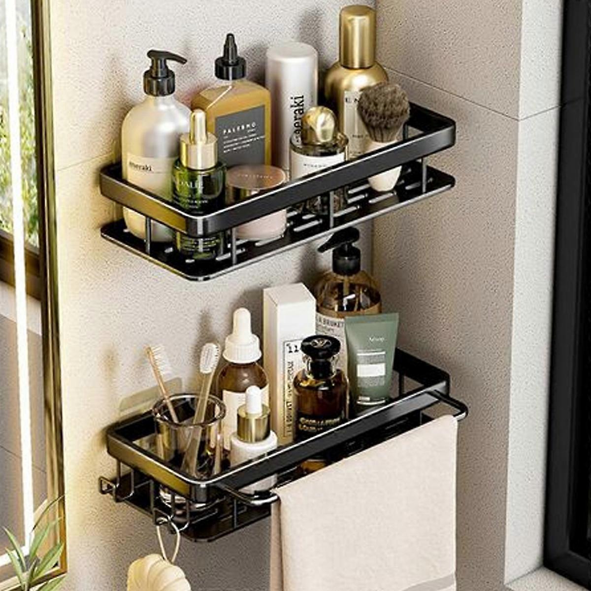 Shower Caddy, Adhesive, Rust-Resistant Aluminum, Wall Mount