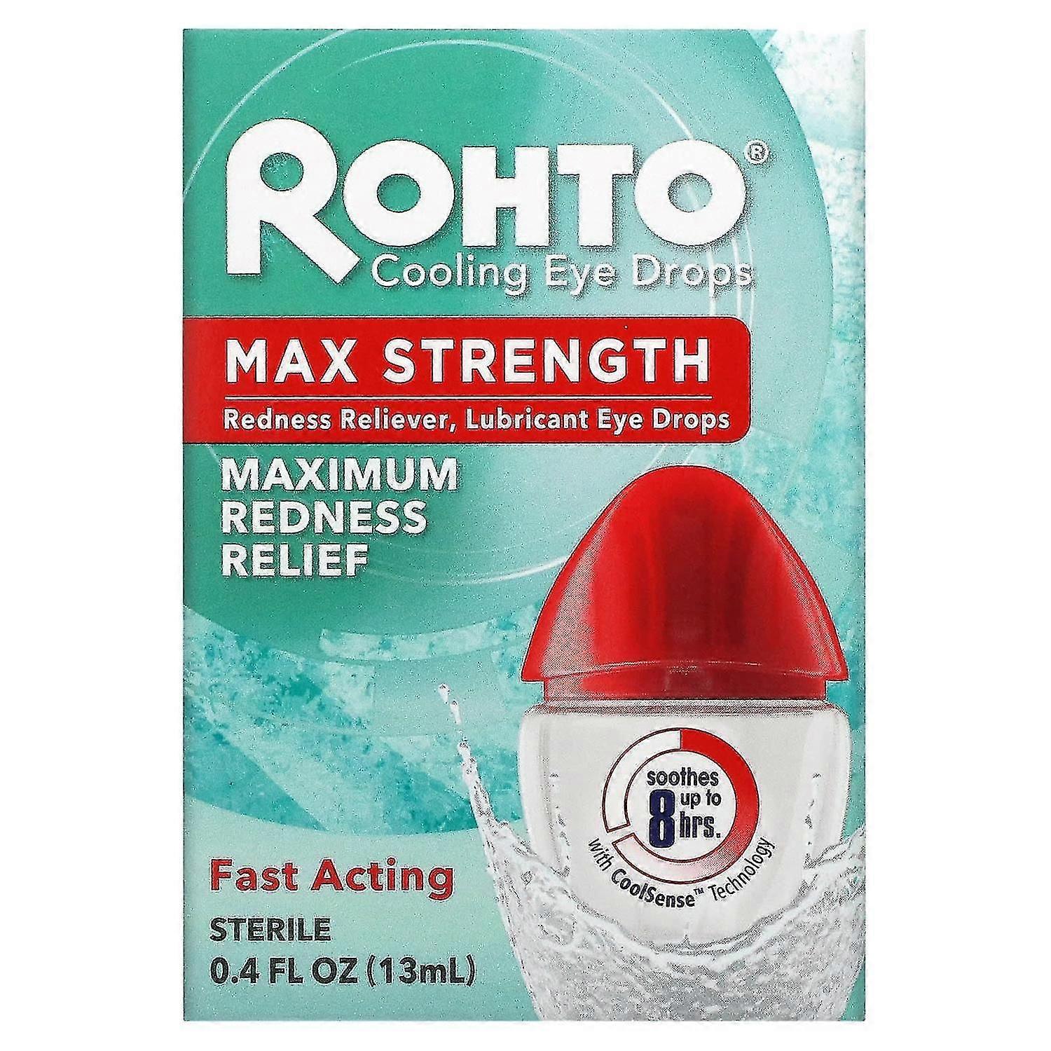 Cooling Eye Drops, Max Strength, Maximum Redness Relief, 0.4 fl oz (13 ml)