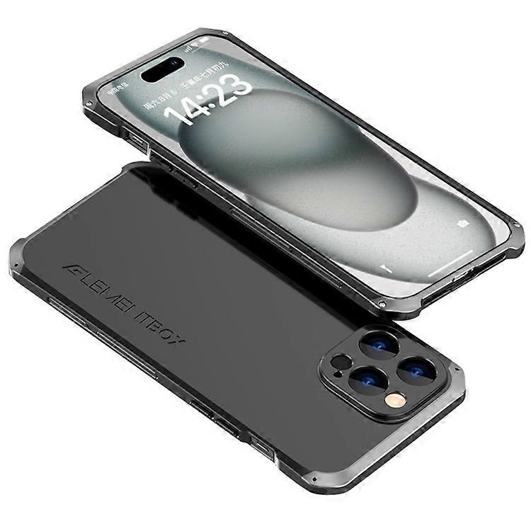 ELEMENT BOX Shockproof Case Compatible For iPhone 15 Pro Max Case Metal Frame PC+Silicone Slim Phone Cover