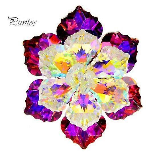 Bride Brooch Flower Shape Reflective Shiny Colorful Faux Crystal Evening Dress Chest Corsage Multidimensional Shining Ball Party Brooch Pin