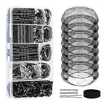 260Pcs Haarstyling Kit für Tanz mit unsichtbarem Haarnetz U-förmige Stecknadeln Haarnadeln Elastische Gummibänder und Haargummi Braun 260teiliges Set