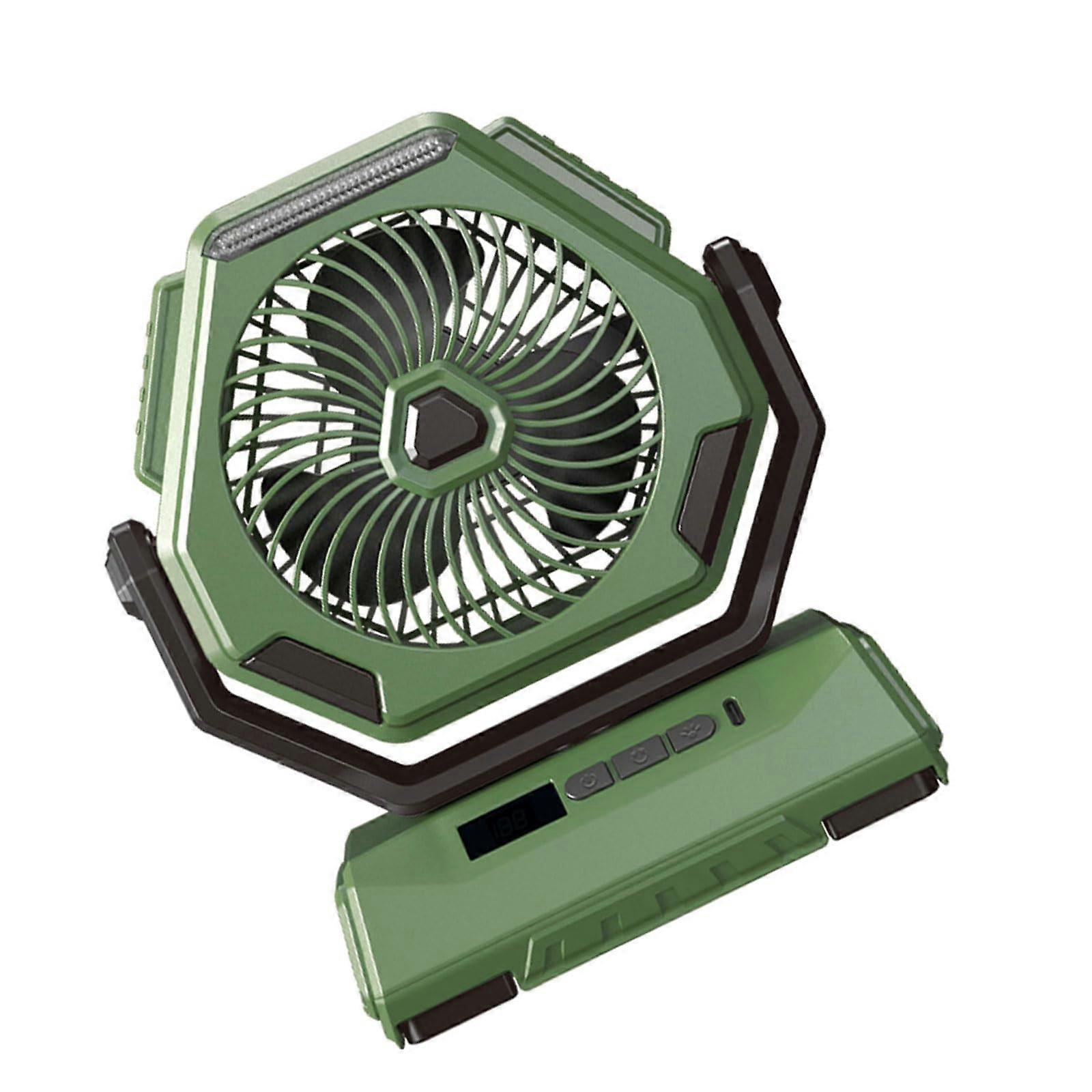 Rechargeable USB Desktop Fan with LED Light, Quiet Operation, Portable for Travel, Office, and Camping