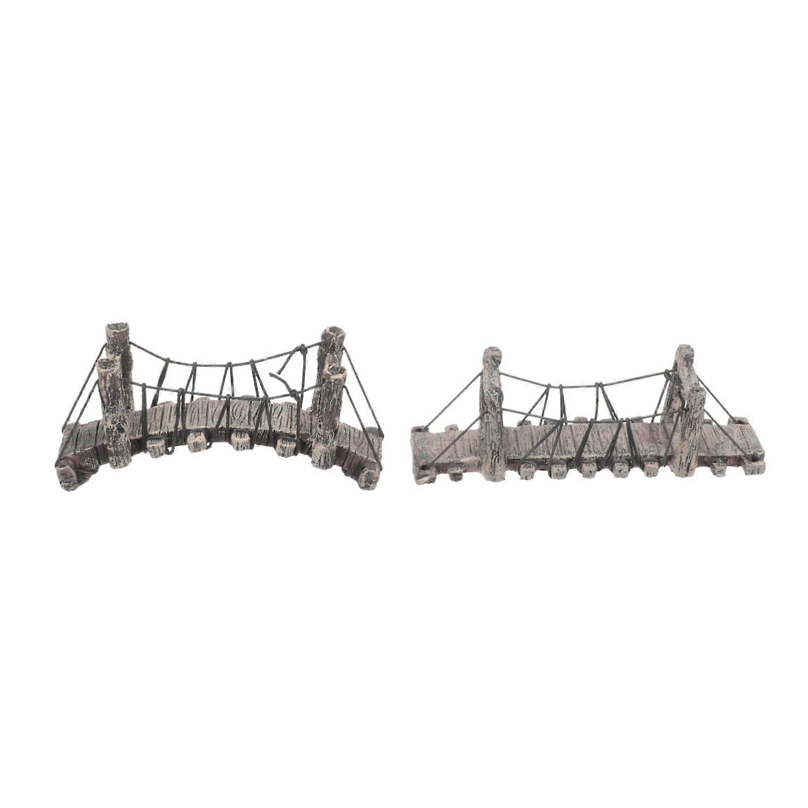 Resin Bridge Miniature Landscape Decor - 2pcs Garden Scene Accessory, Decorative Model for Outdoor Features