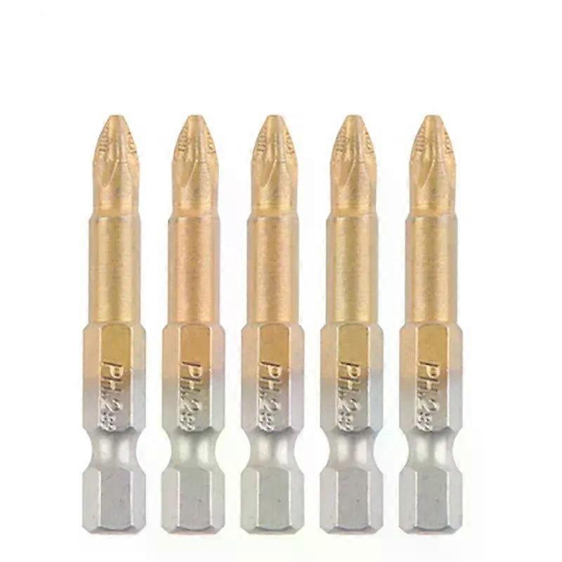 Anti Slip Titanium Plated Screwdriver Bits Hexagonal Short Wind Screwdriver Bit Length PH2 Cross Head Drill Bits 50mm 25mm